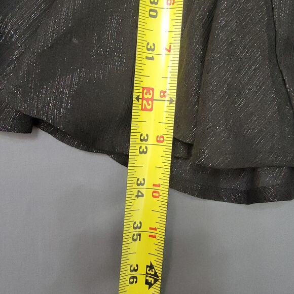 Mi Ami Black Metallic Mini Dress S Flutter Sleeve V-Neck Party - Picture 7 of 9